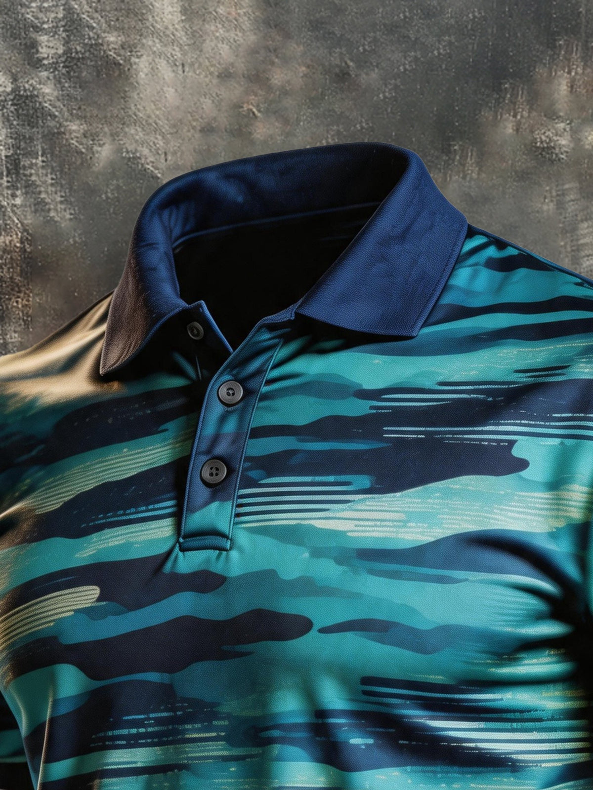Men's Retro Color-Block Camouflage Short-Sleeve Polo Shirt