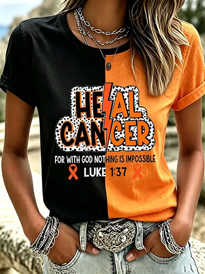 Women's Leukemia Awareness Print Casual T-Shirt