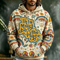 Men's This Must Be The Place Retro Hippie Floral Rainbow Print Hoodie