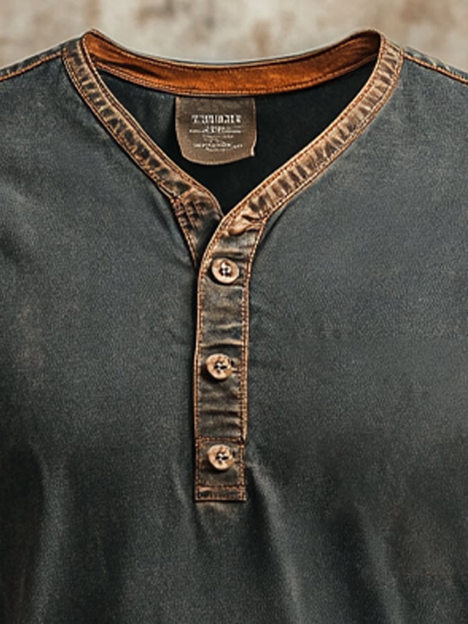 Fashionable, breathable, lightweight, stretchy Henley T-shirt for men