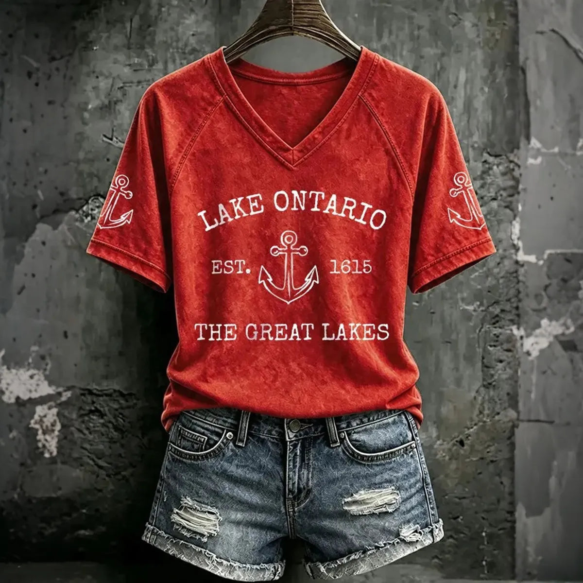 Women's 1615 Ontario Printed Casual Raglan Sleeve T-shirt