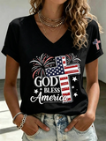 Women's American Flag Printed Casual T-shirt