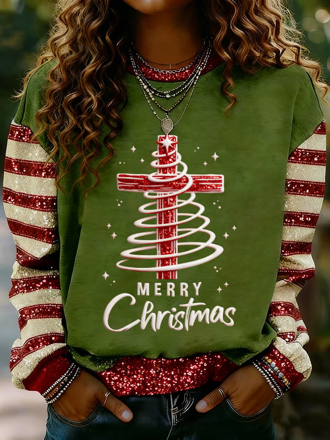 Women's Faith Print Casual Crew Neck Sweatshirt