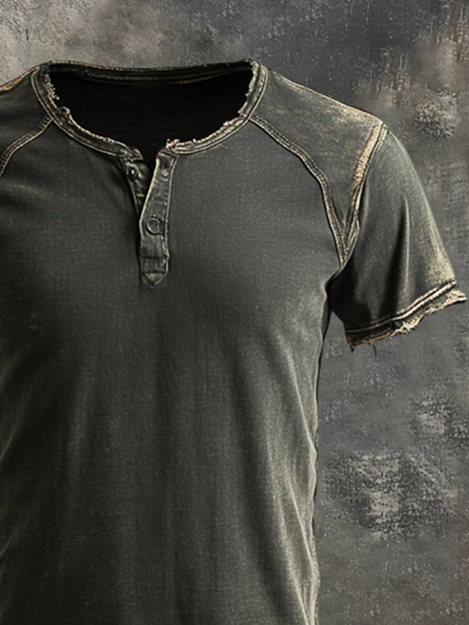 Men's Vintage Washed Distressed Short Sleeve T-Shirt