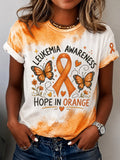 Women's Leukemia Awareness Casual Printed T-Shirt