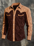 Men's Vintage-Style Faux Suede Western Shirt