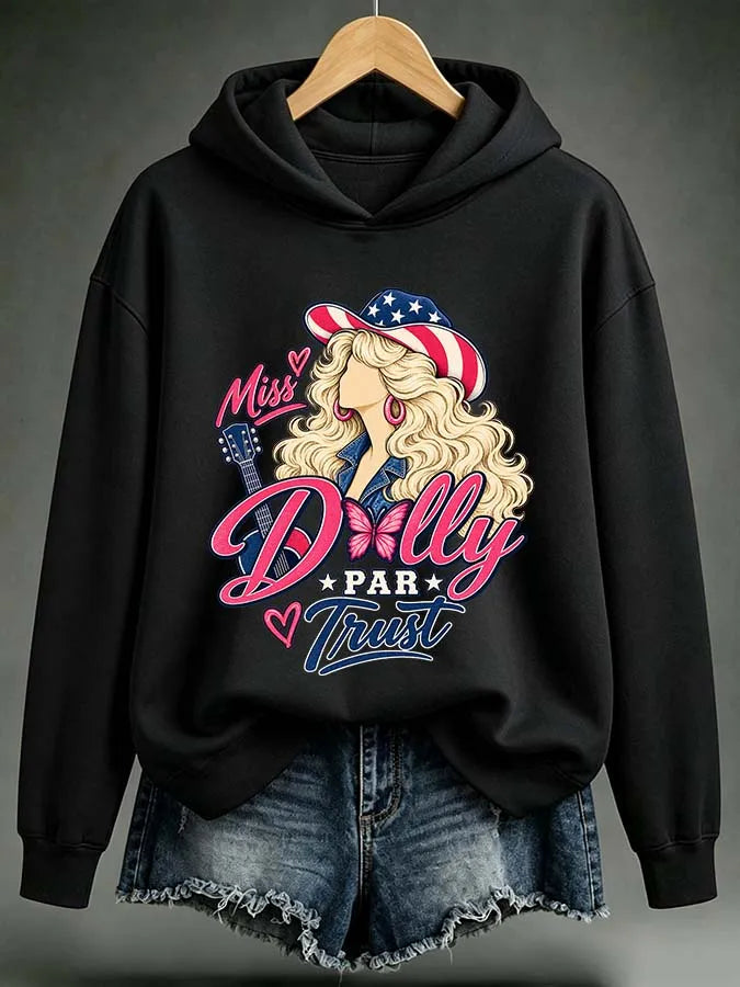 Women'S Rural Queen Commemorative Printed Long Sleeve Hoodie