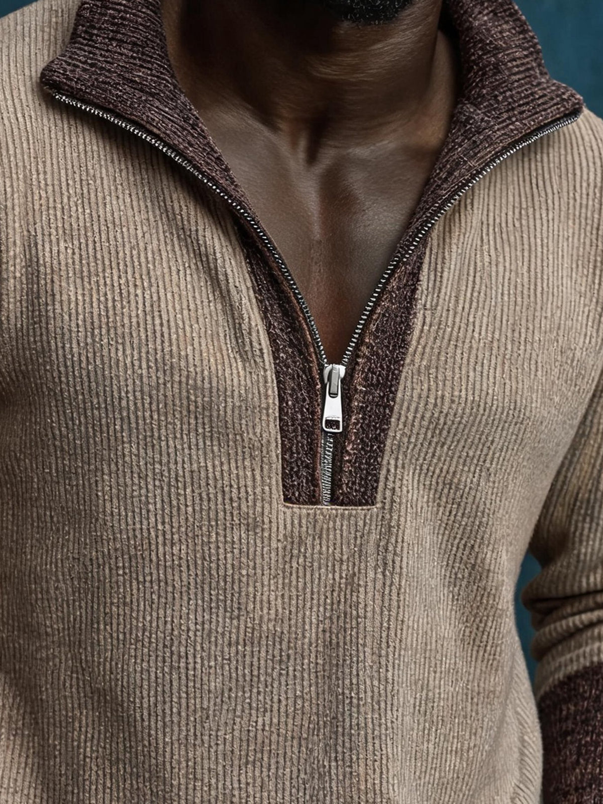Men's Vintage-Wash Ribbed Color-Block Long-Sleeve T-Shirt