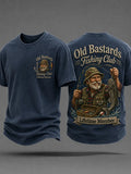 Men's Funny Old Bastards Fishing Club Lifetime Member Print Casual Tee