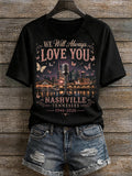 Women's "We Will Always Love You" Print Crew Neck T-Shirt