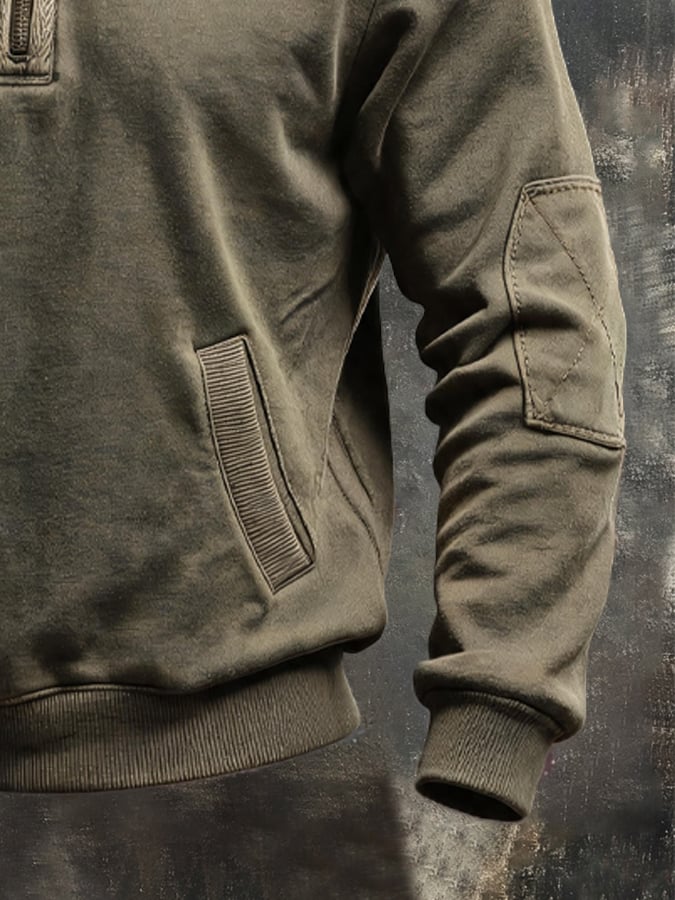 Men's Vintage Comfortable Zip-Up Stand-Collar Sweatshirt