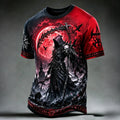 Men's Halloween Retro Dark Death Print Crew Neck Short Sleeve T-shirt