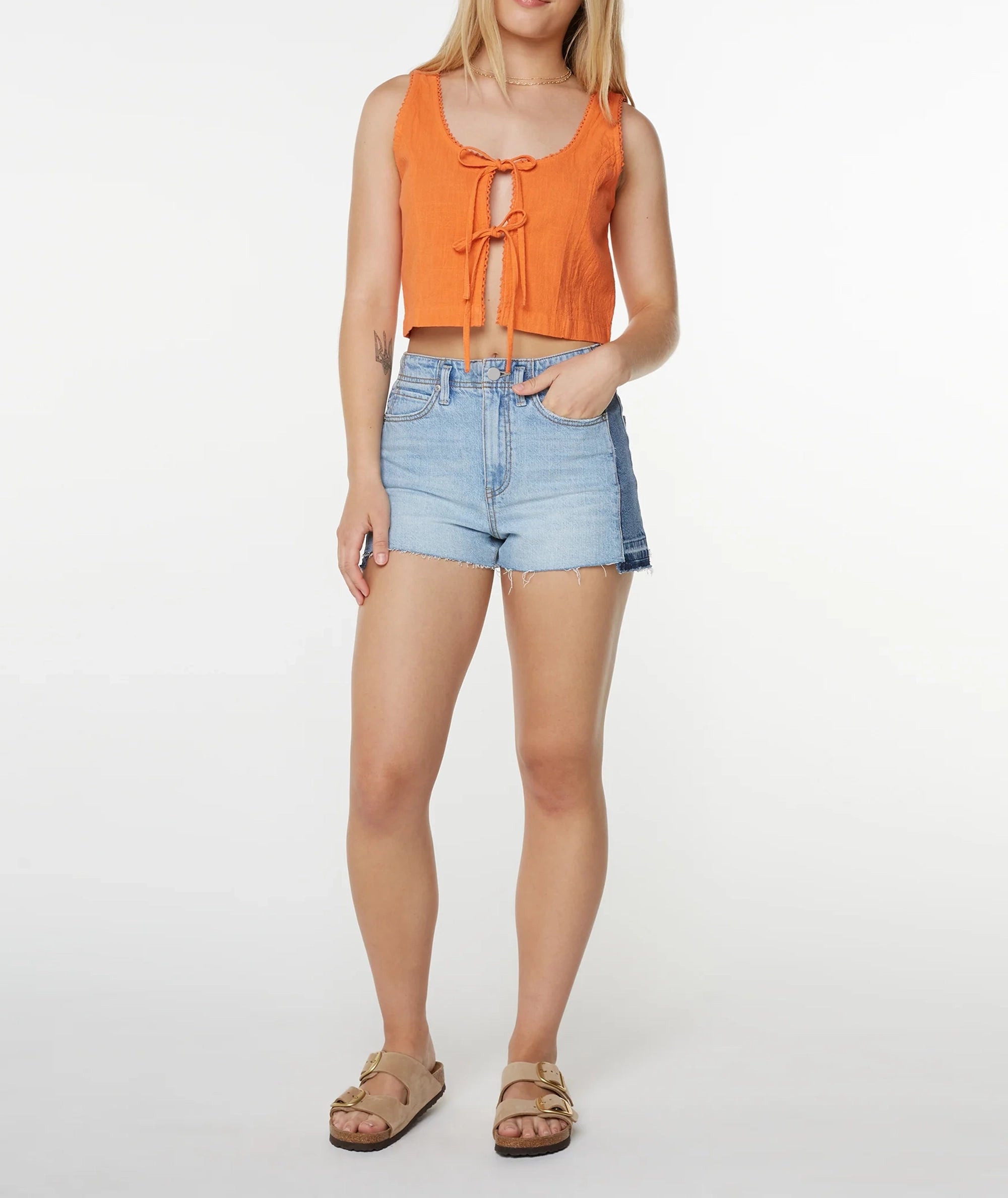 Bow-Tie Lace-Up Round Neck Vest