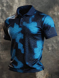 Men's Retro Color-Block Camouflage Short-Sleeve Polo Shirt