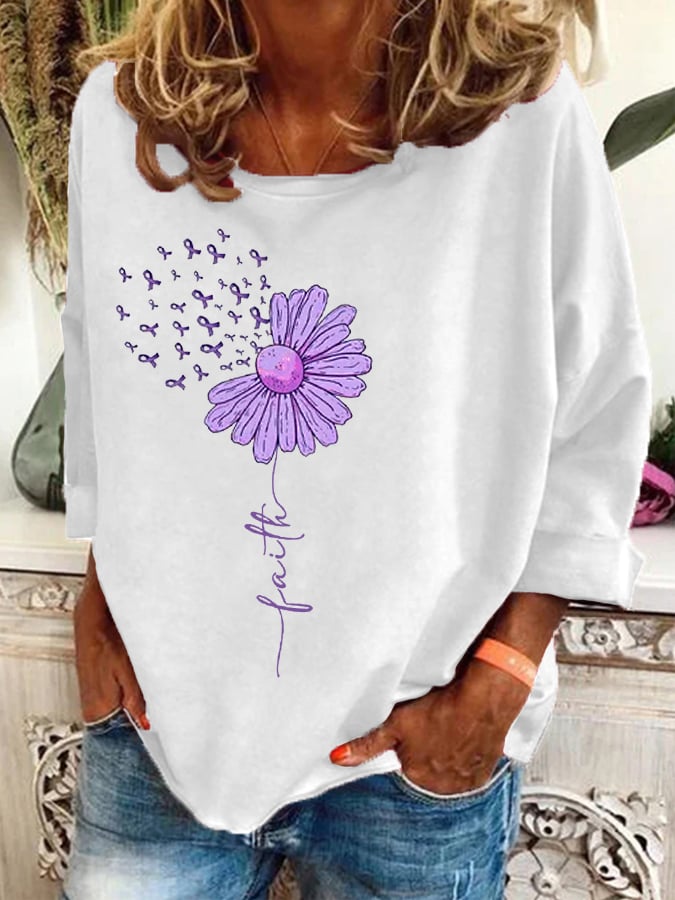 Women's Purple Ribbon Faith Alzheimer's Awareness Fighter Supporter Top