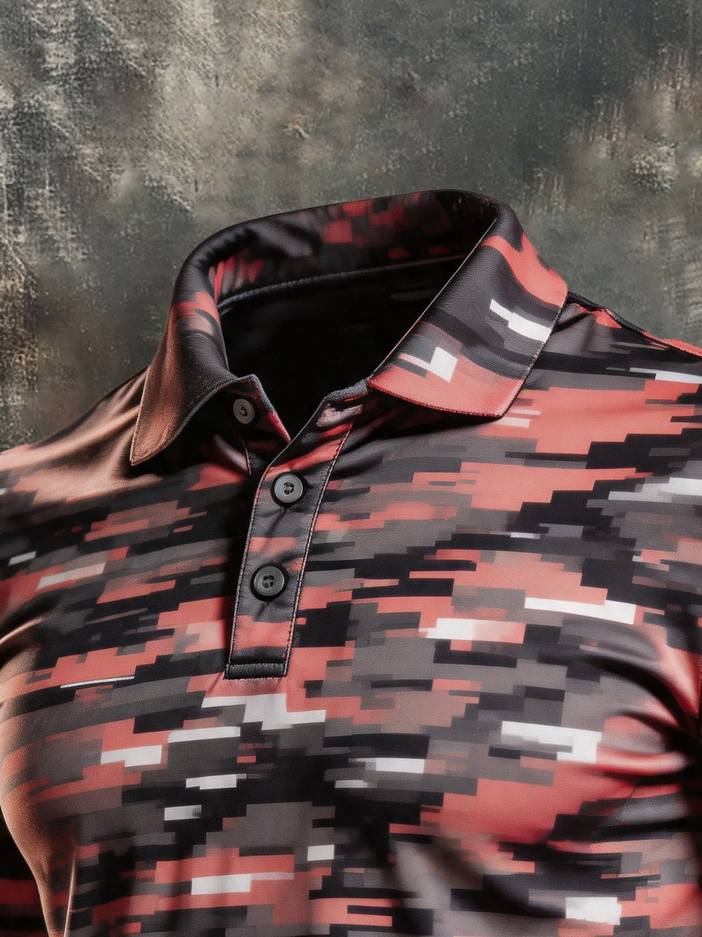Men's Retro Color-Block Long-Sleeve Polo Shirt