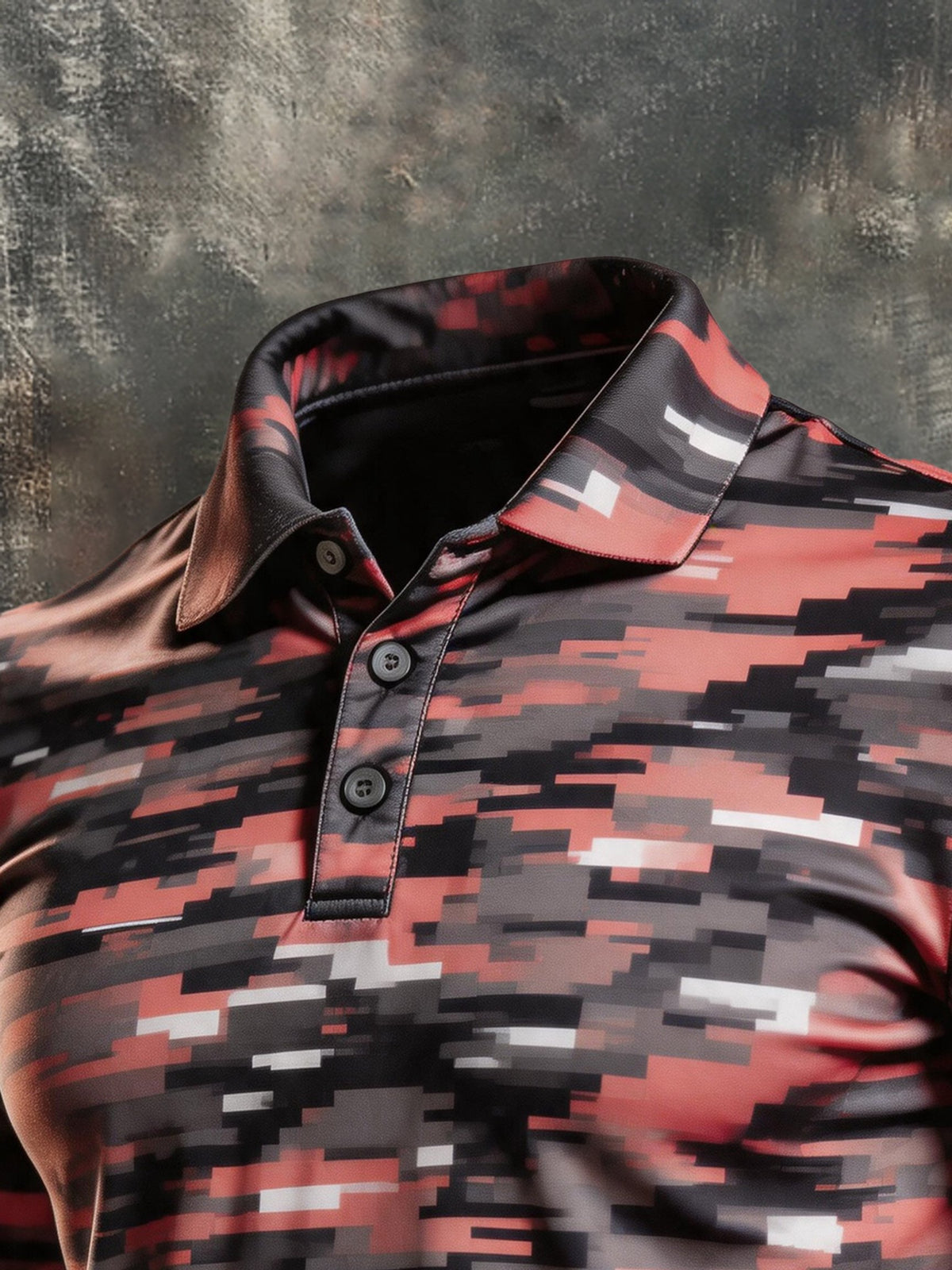 Men's Retro Color-Block Long-Sleeve Polo Shirt