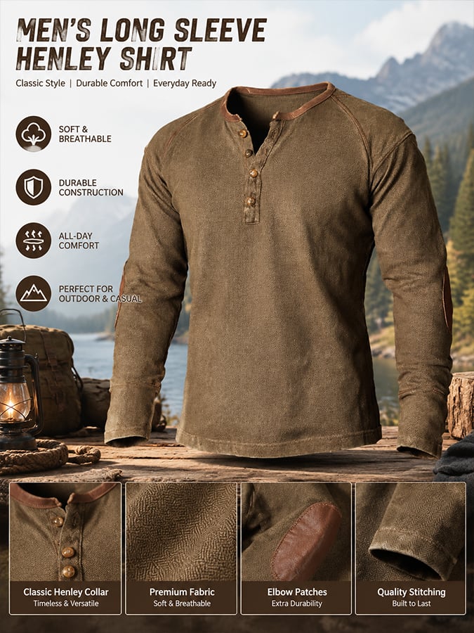 Men's Vintage Comfortable Henley T-Shirt