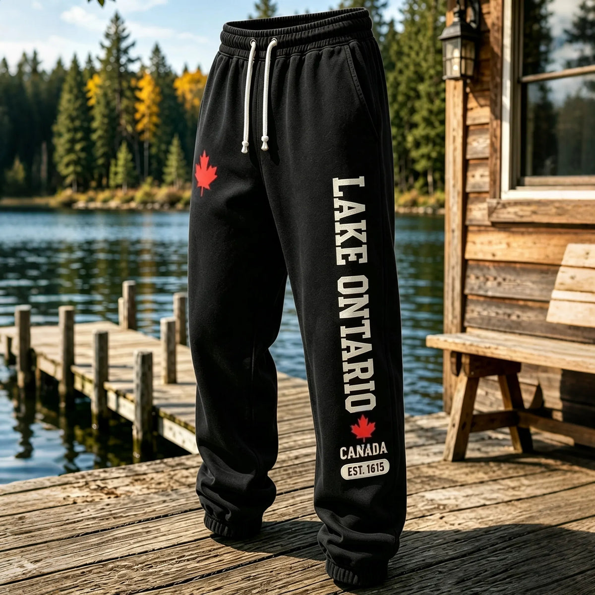 Men's 1615 Lake Ontario Canadian Print Casual Sweatpants