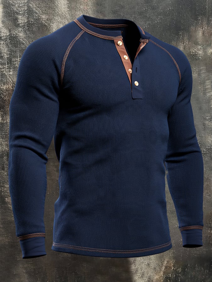 Men's Vintage-Style Comfortable Waffle-Knit T-Shirt