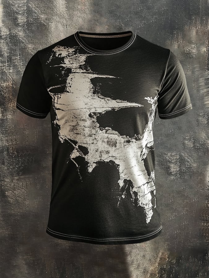 Men's retro washed casual round neck short sleeve t-shirt