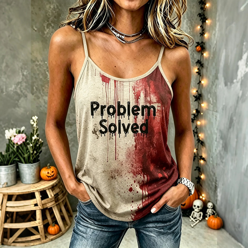 Women's Vintage Gothic Problem Solved Print Comfy Print Sleeveless Camisole Top