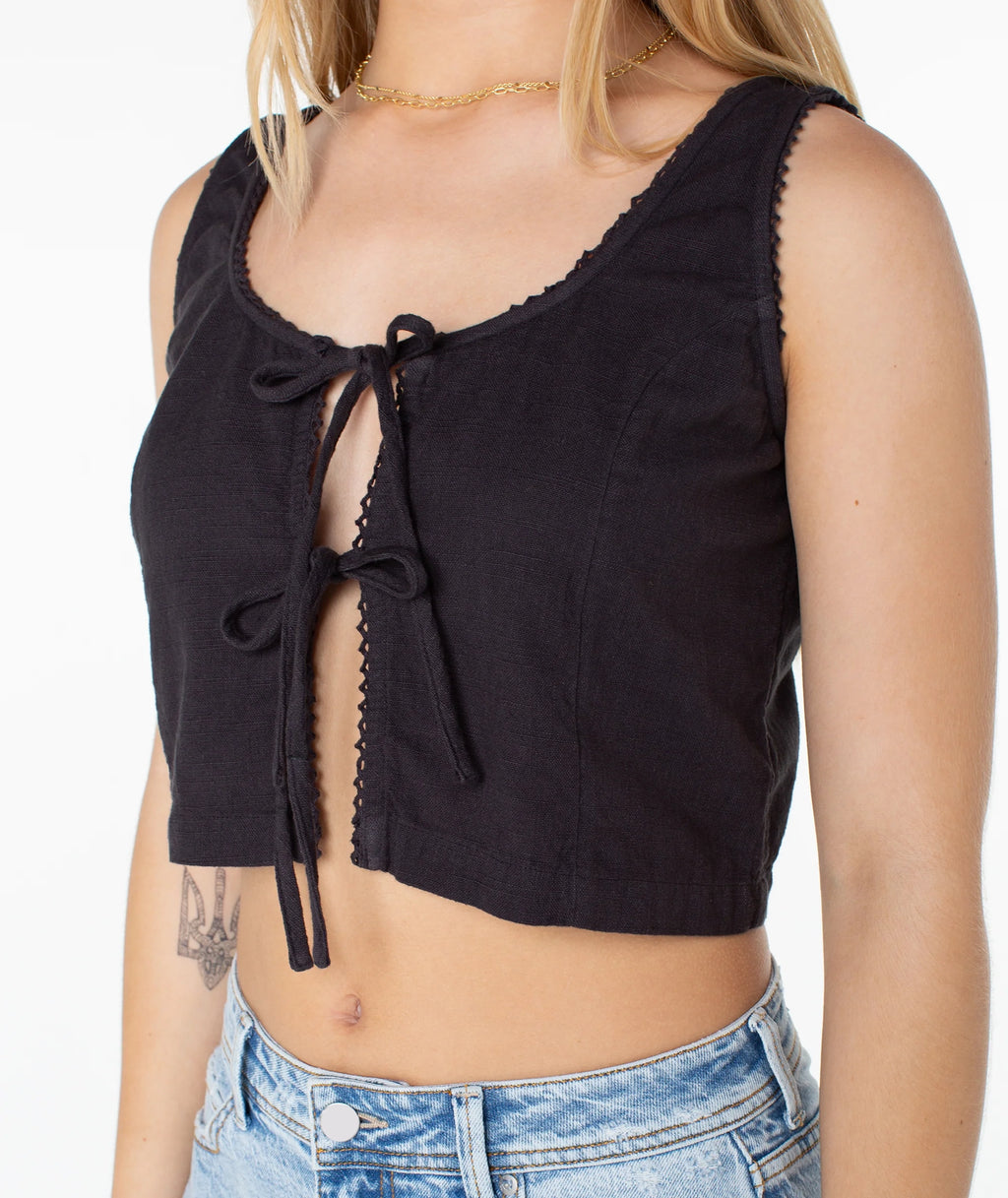 Bow-Tie Lace-Up Round Neck Vest