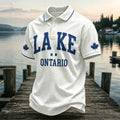 Men's Retro Lake Ontario Print Short Sleeve Polo Shirt
