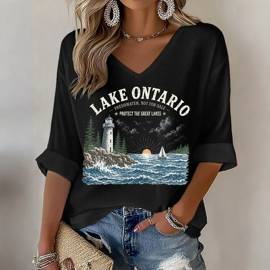 Women’s Lake Ontario Printed Casual T-shirt
