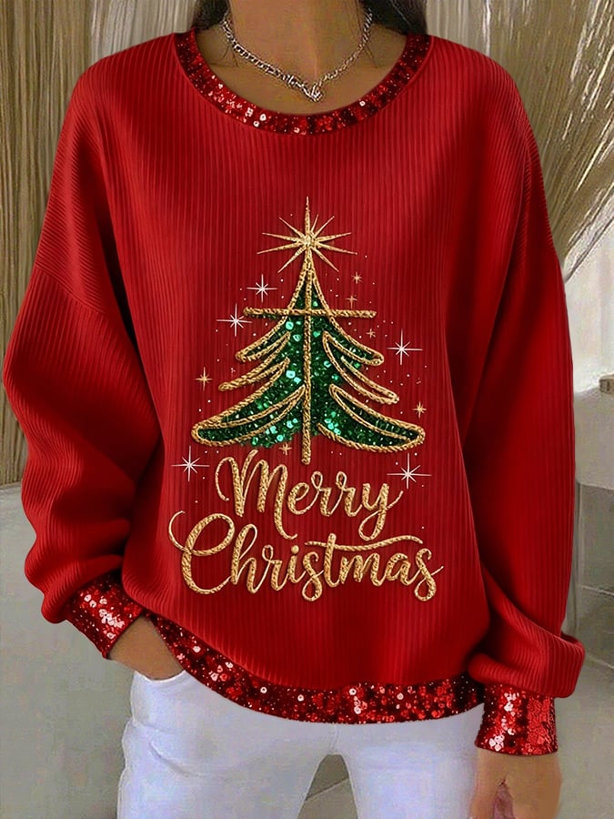 Women's Christmas Cross Print Casual Sweatshirt