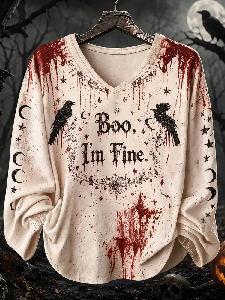 Vintage I'm Fine Halloween Long Sleeve T-shirt