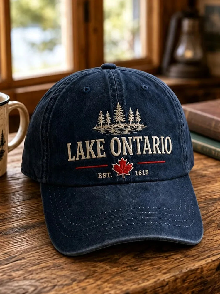 Vintage Lake Ontario Pattern Art Unisex Baseball Cap