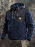 Men's Retro Sweatshirt with Faux Shearling Paneling