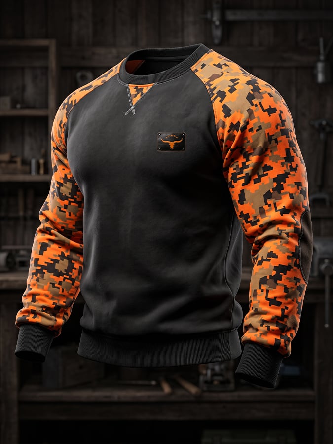 Men's Retro Camouflage-Panel Sweatshirt