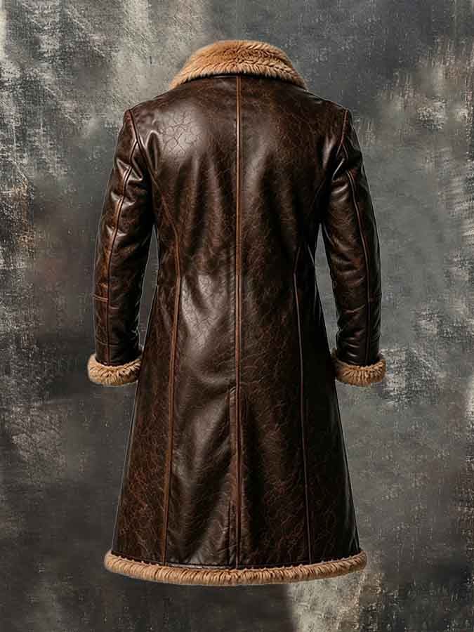 Men'S Vintage Mid-Length Jacket With Fleece Lining