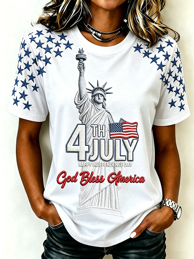 Women'S Casual Patriotic T-Shirt