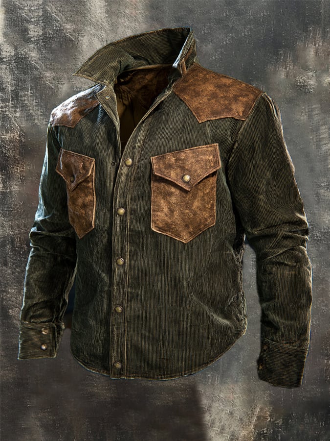 Men's Vintage Western Corduroy Shirt