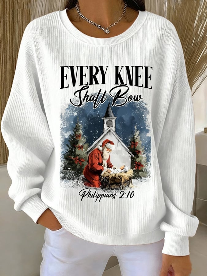 Women's Casual Christmas Print Knit Sweatshirt