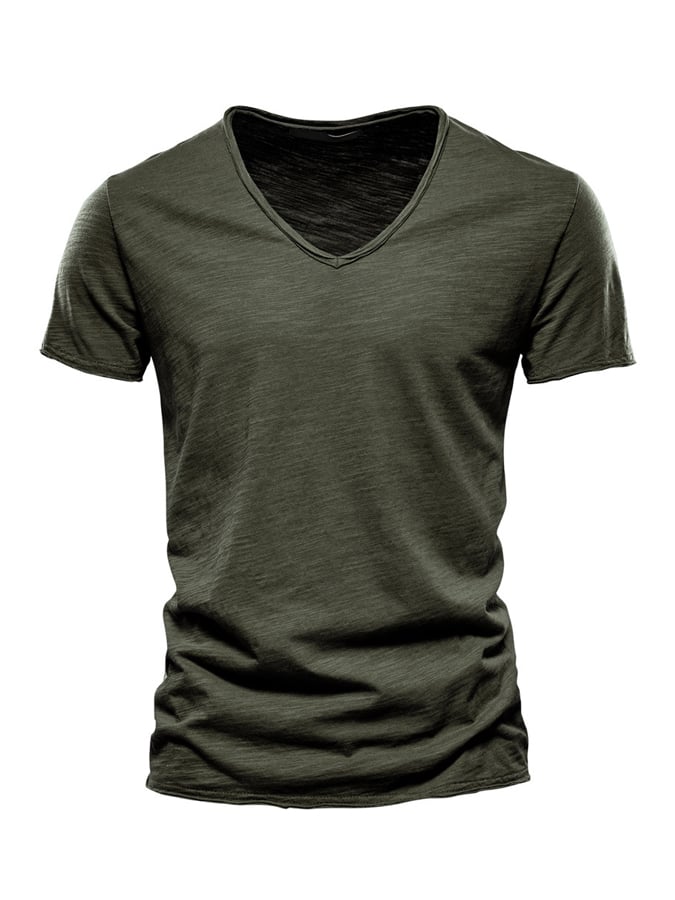 Men's Basic Casual Cotton V-Neck Short Sleeve T-Shirt