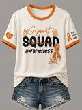 Women'S Casual Leukemia Awareness Print Short-Sleeve T-Shirt