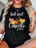 Coffee Printed Casual T-Shirt