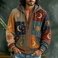 Men's Tribal Border Cosmic Print Zipper Hoodies
