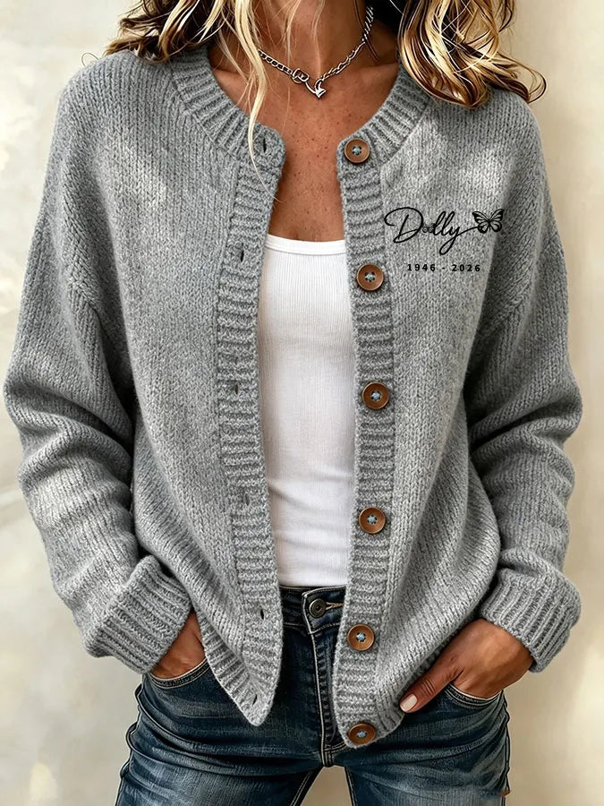 Women'S Commemorative Printed Knitted Cardigan