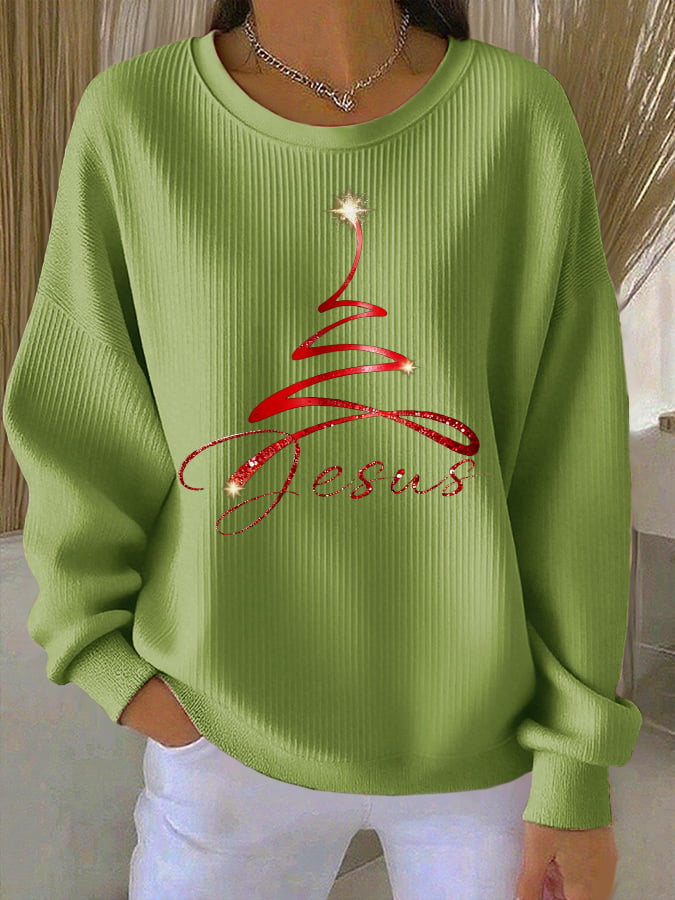 Retro Christmas Jesus Print Sweatshirt
