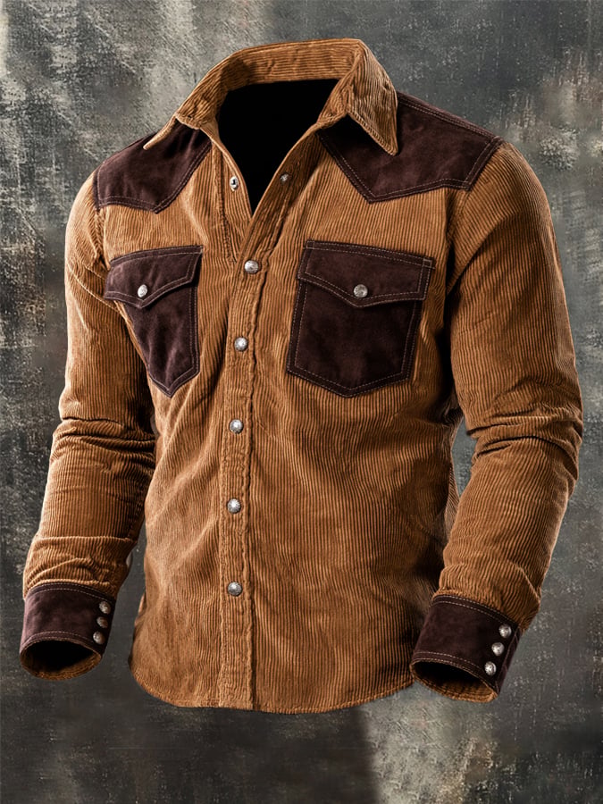 Men's Vintage Western Corduroy Shirt
