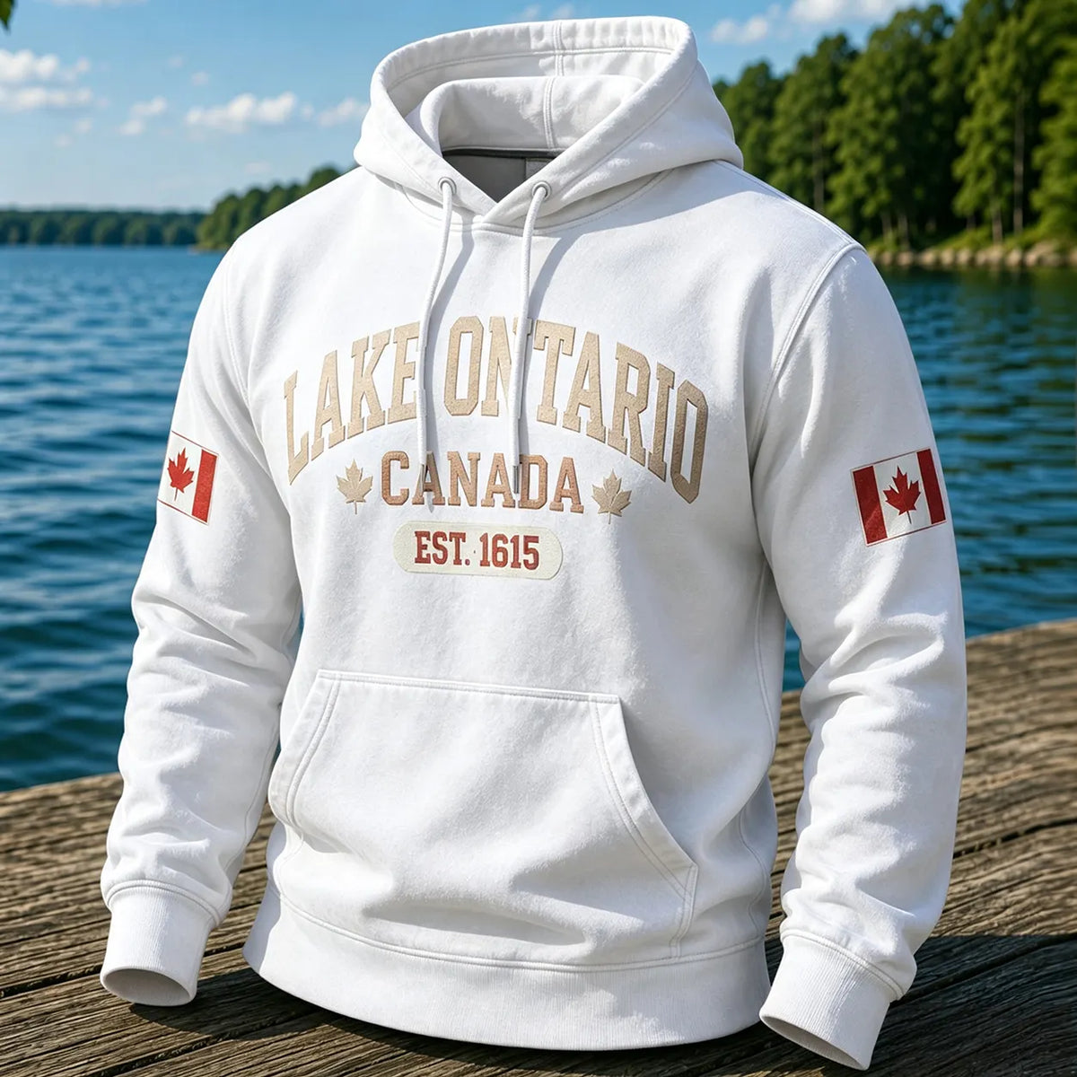 Men's 1615 Ontario Canada Print Casual Warm Hoodie