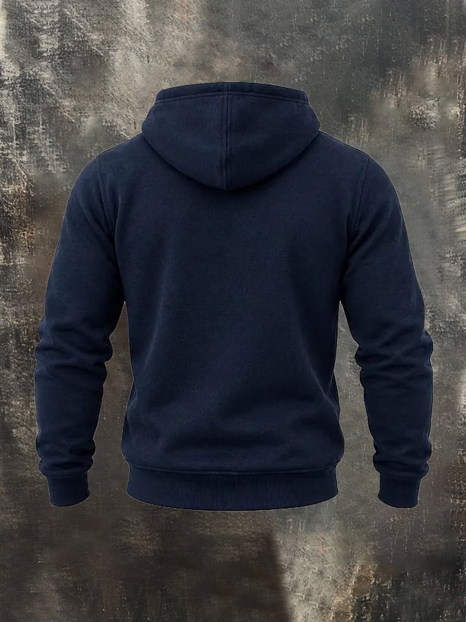Men's Retro Plaid Color-Block Hooded Sweatshirt
