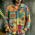 Men's Boho Peace Sign Music Print Shirt