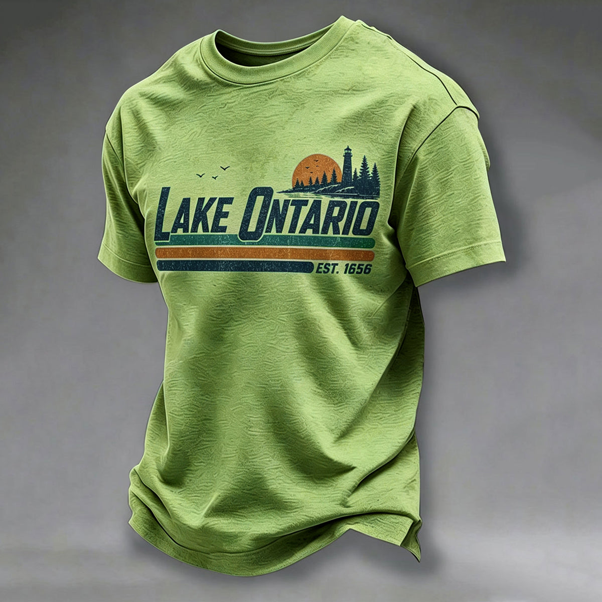 Men's Ontario Lake Printed Casual T-shirt