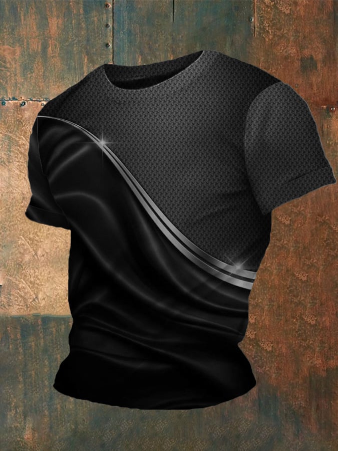 Men's casual short sleeve gradient print T-shirt